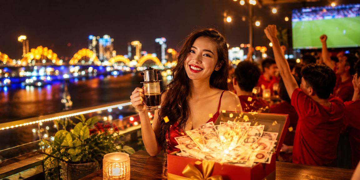 Khung cảnh Đà Nẵng với người chơi trải nghiệm casino trực tuyến trên điện thoại