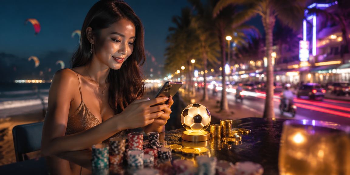 Người hâm mộ bóng đá ở Mũi Né theo dõi kèo cược thể thao qua điện thoại vào buổi tối